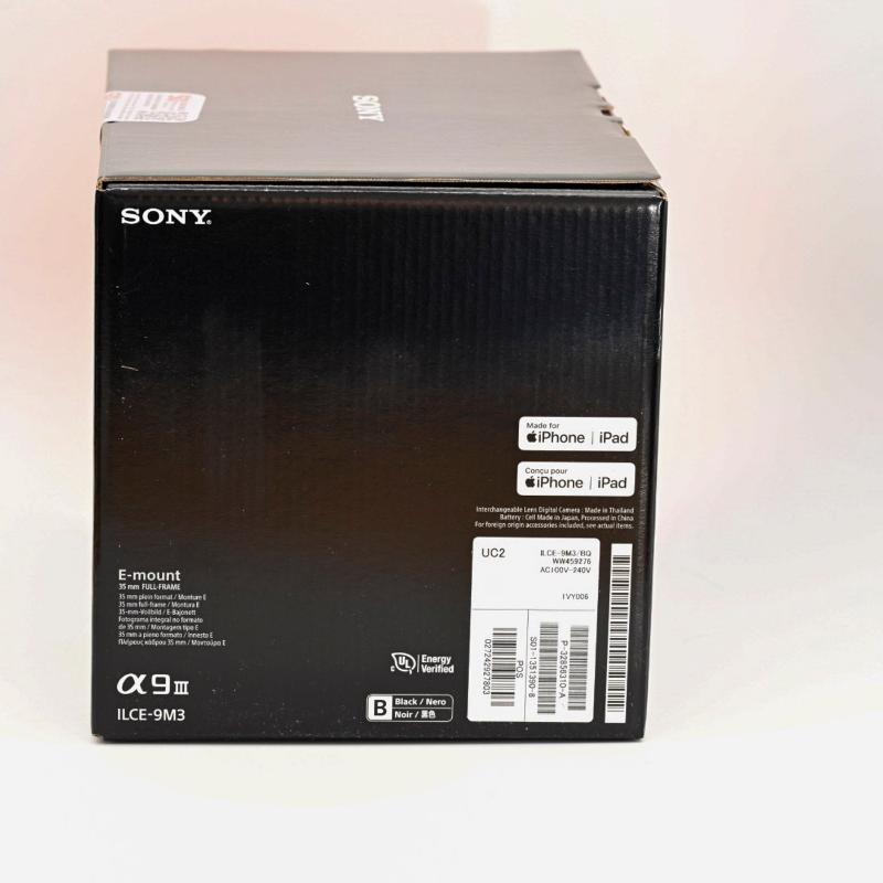 Sony A9iii Camera with Lens Box Back Serial Number View